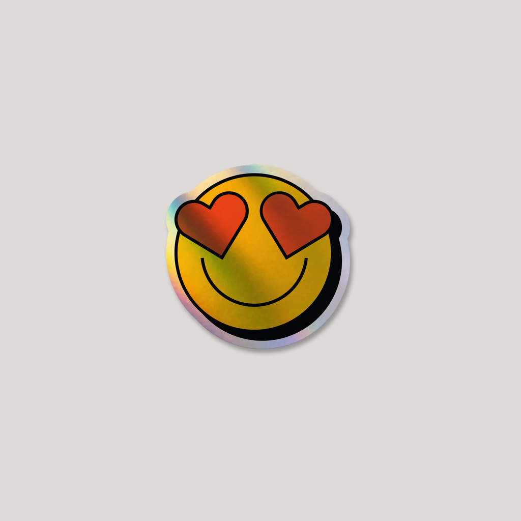 FOF FigJam Holo Heart Eyes Smiley Face Sticker