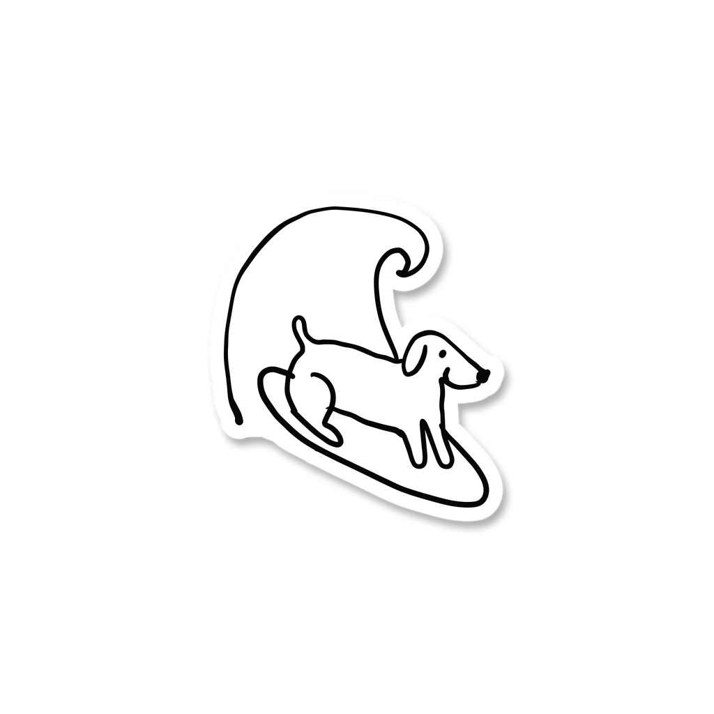 FoF Surfing Dog Doodle Sticker